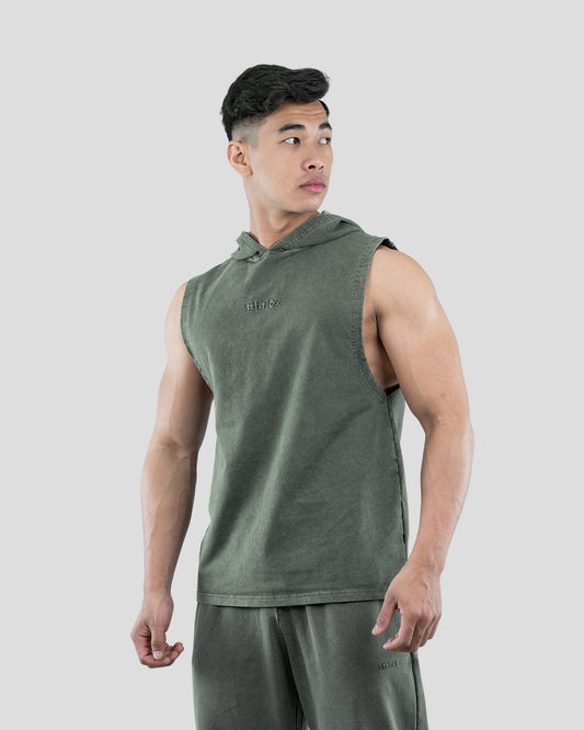 Acid Wash Sleeveless Hoodie