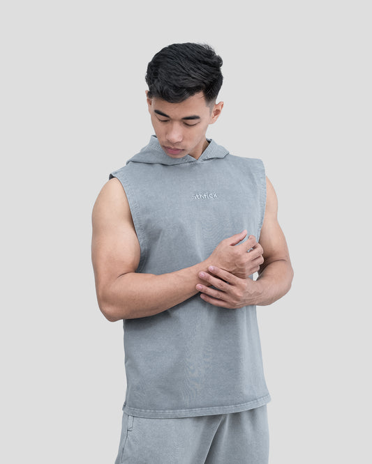 Acid Wash Sleeveless Hoodie