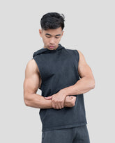 Acid Wash Sleeveless Hoodie