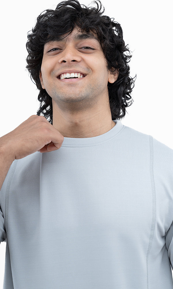 Athflex The Vertical Flex Oversized T-Shirt Light Grey - Buy Gym Wear Online