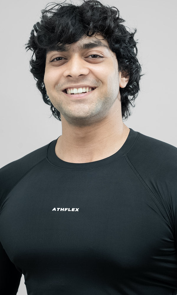 Athflex Ace Compression T-shirt for Men Full Sleeve in Black