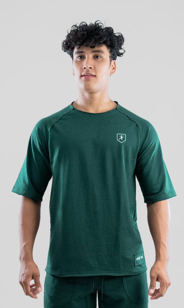 Athflex Raw T-shirt Half Sleeve in Deep Green - Gym T-shirts for men