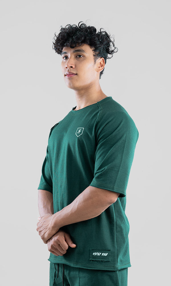 Athflex Raw T-shirt Half Sleeve in Deep Green - Gym T-shirts for men