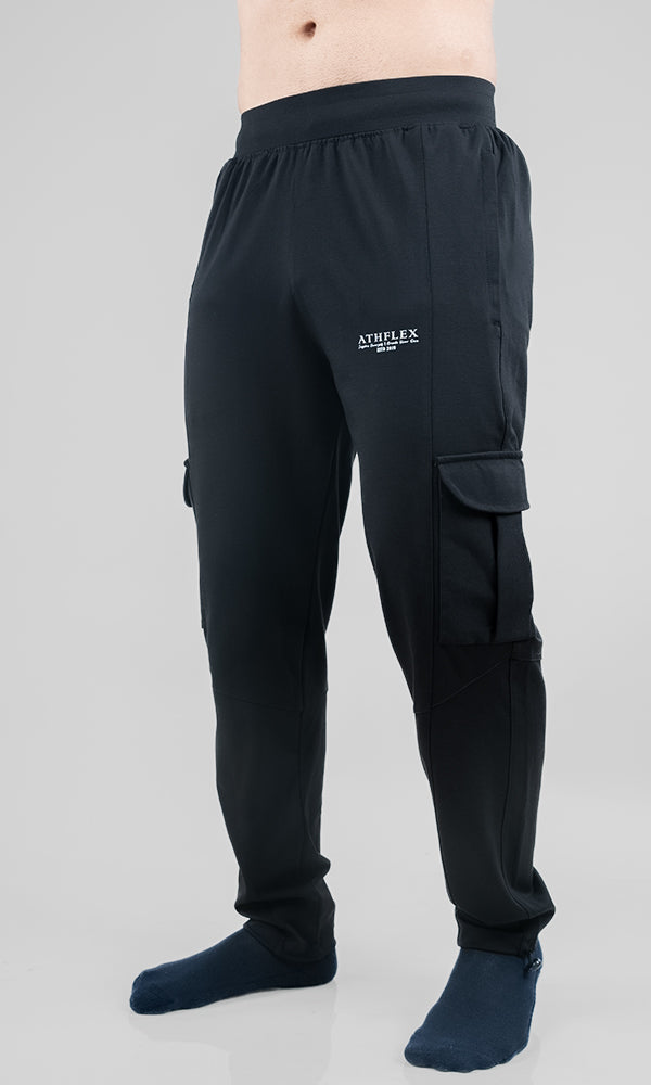 Black Legacy Cargo Pants by Athflex - Slim Fit Gym Cargo Pants
