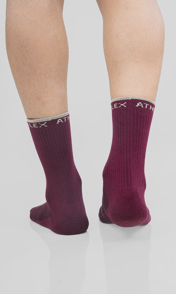 F'Crew Socks Mid Calf Length for Men by Athflex in Wine
