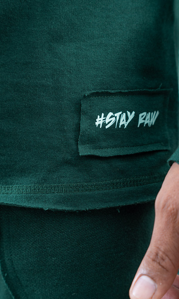 Full-Sleeve Raw T-shirt by Athflex in Deep Green - Gym t-shirts for men