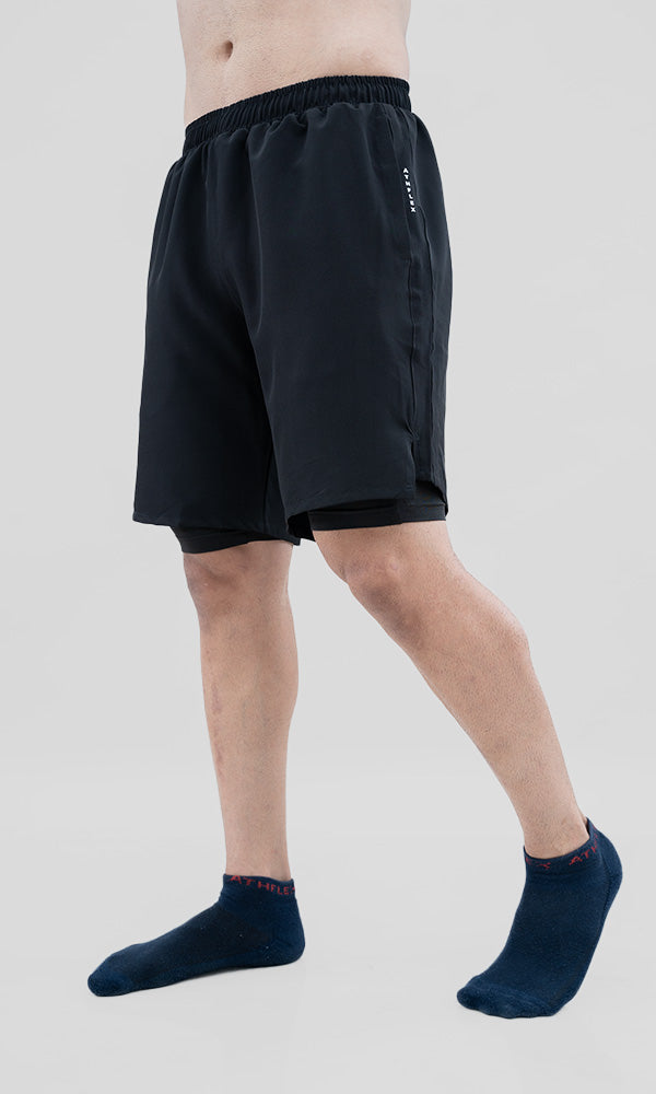Lifting 2 in 1 gym shorts for men by Athflex in Black