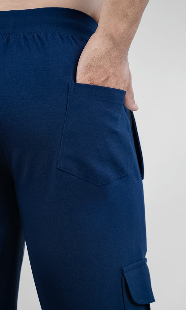 Navy Legacy Cargo Pants by Athflex - Slim Fit Gym Cargo Pants