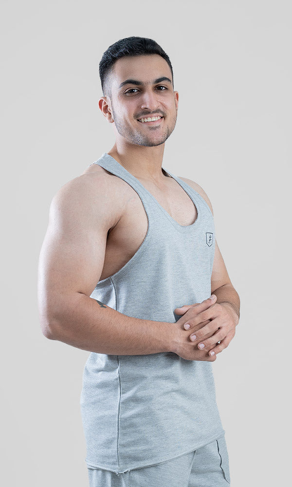Raw Stringer Vest in Grey by Athflex - Gym Stringers