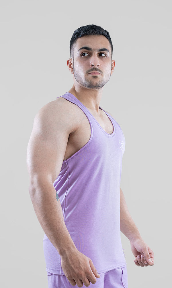 Raw Stringer Vest in Lilac by Athflex - Gym Stringers