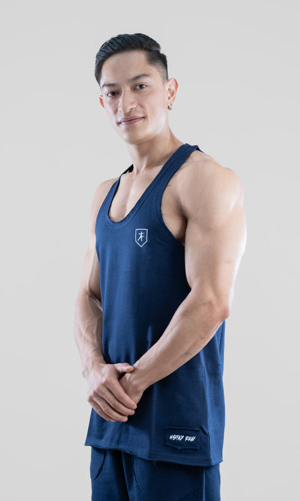 Raw Stringer Vest in Navy by Athflex - Gym Stringers