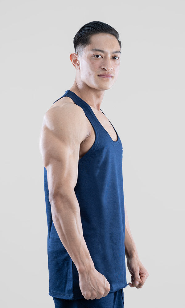 Raw Stringer Vest in Navy by Athflex - Gym Stringers
