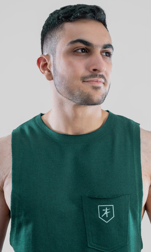 Raw Tank top for men by Athflex in Deep Green
