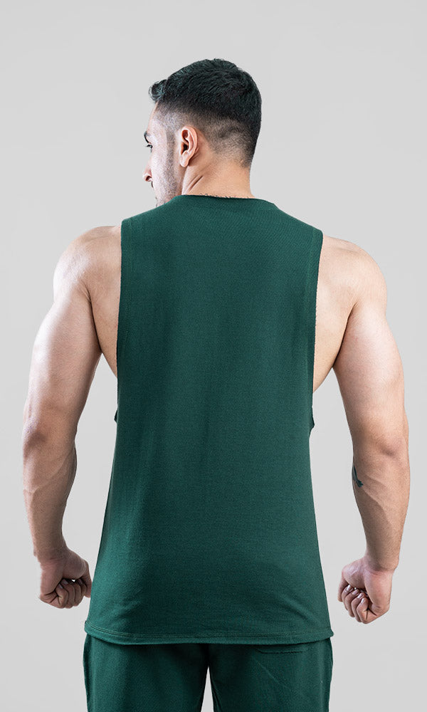 Raw Tank top for men by Athflex in Deep Green