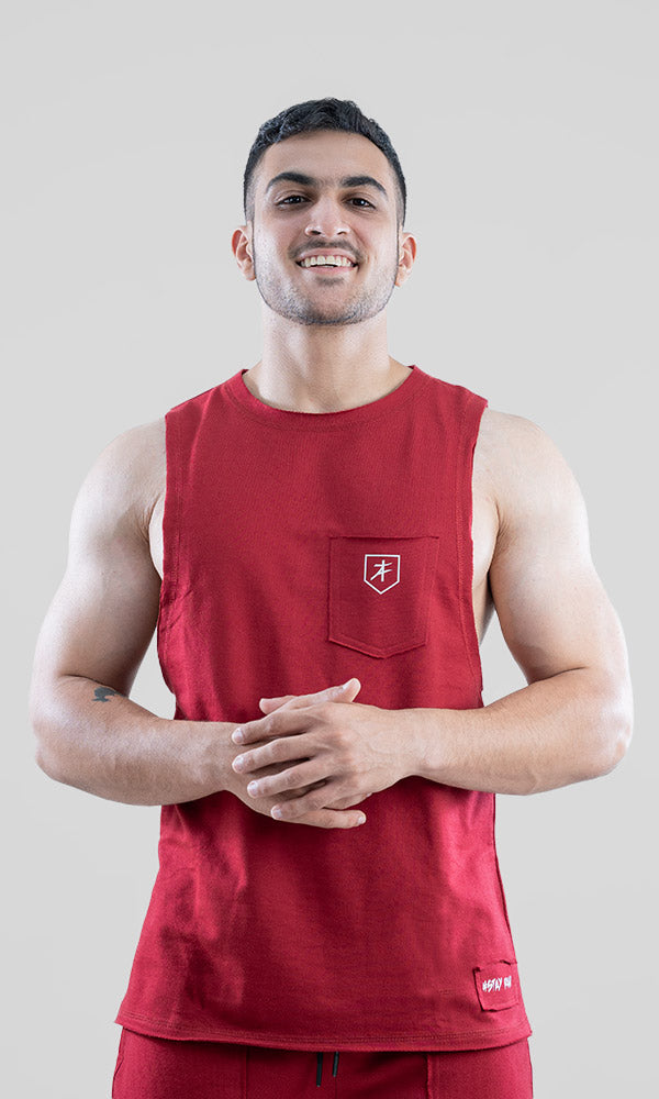 Raw Tank top for men by Athflex in Maroon
