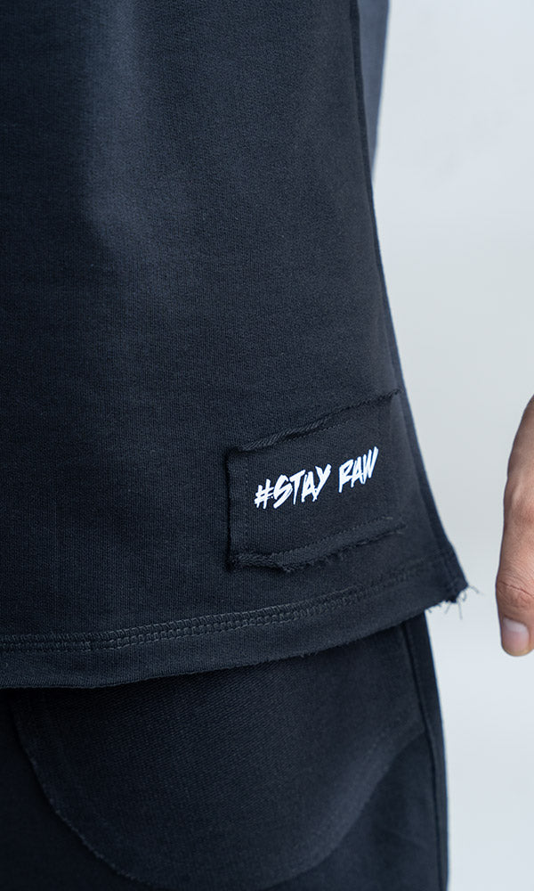 Raw Wide Neck Half Sleeve in Black - Gym tshirt for men by Athflex