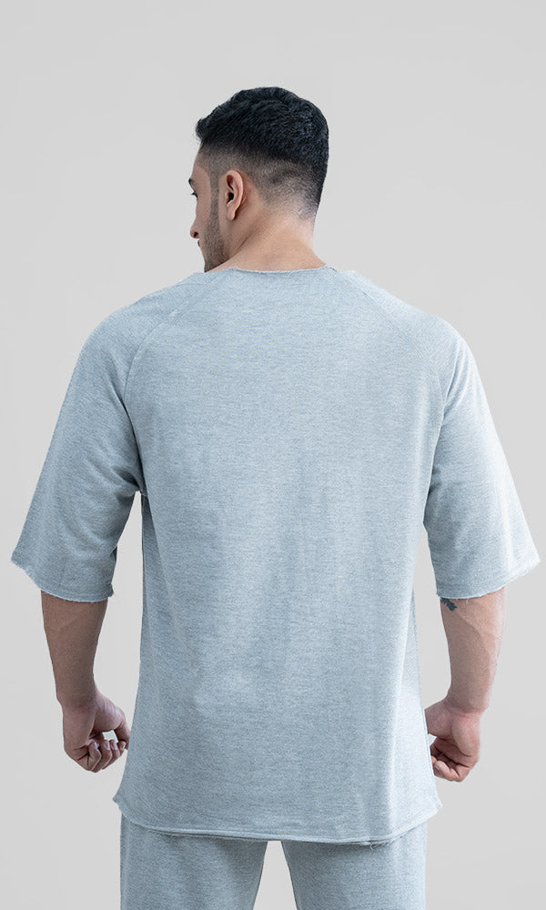 Raw Wide Neck Half Sleeve in Grey - Gym tshirt for men by Athflex