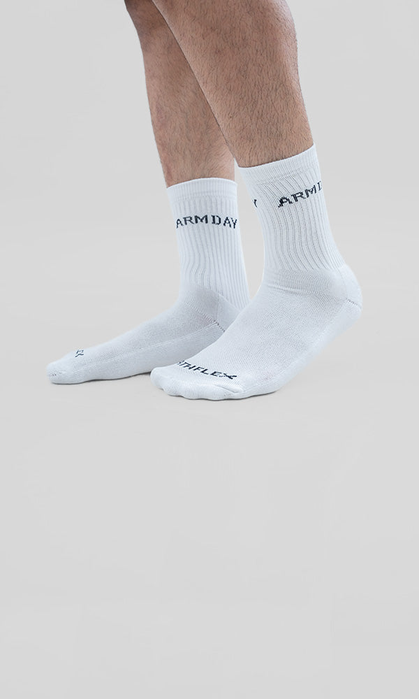 Training crew socks In White by Athflex - 100% cotton crew socks
