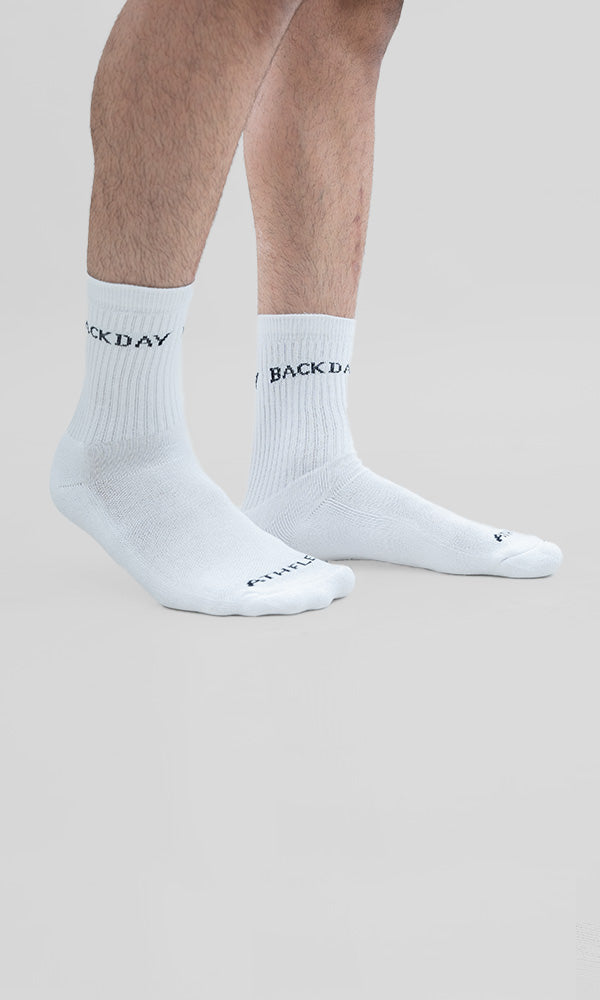 Training crew socks In White by Athflex - 100% cotton crew socks