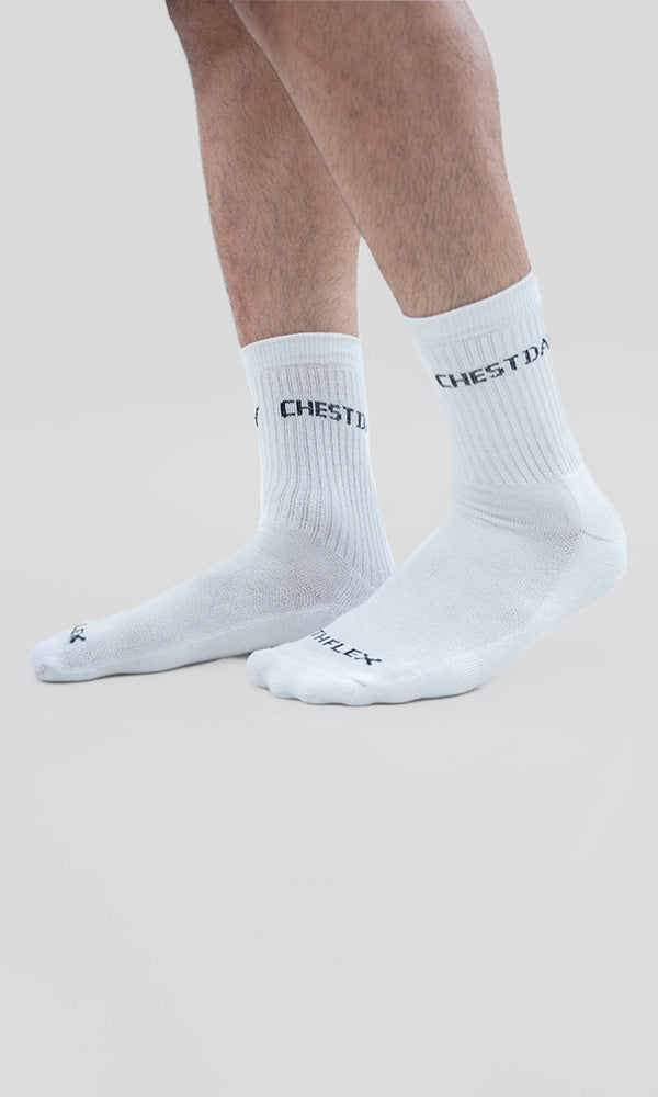 Training crew socks In White by Athflex - 100% cotton crew socks