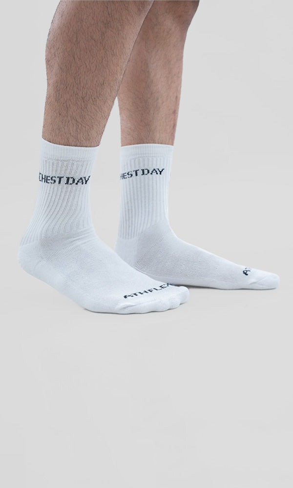 Training crew socks In White by Athflex - 100% cotton crew socks