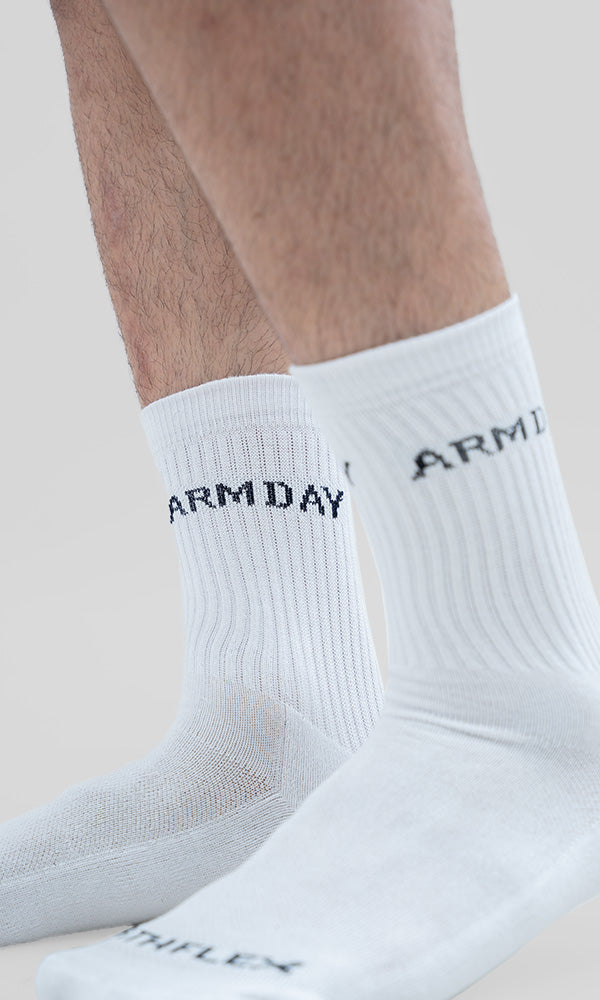 Training crew socks In White by Athflex - 100% cotton crew socks