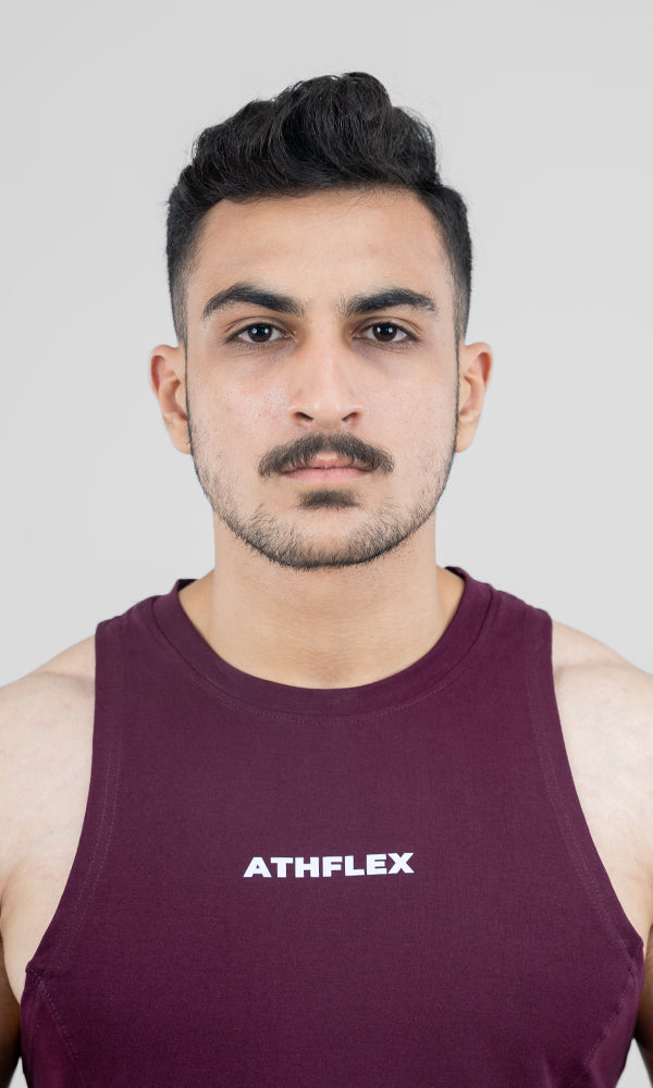 Wine Atmos Tank Top by Athflex: Gym Tank Tops for Men Online