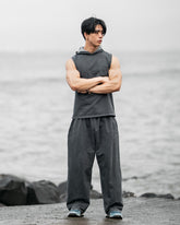 Acid Wash Sleeveless Hoodie