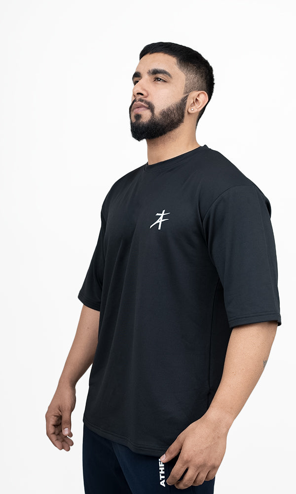 Spheroid Oversized T-Shirt in Jet Black by Athflex - Gym T-Shirts Online