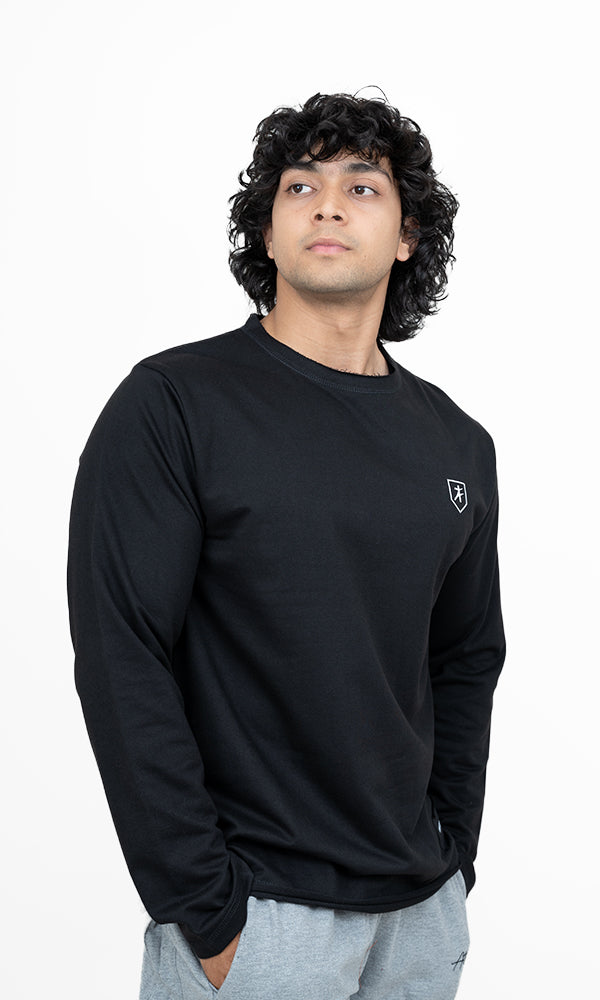 The Raw Edit Full Sleeve Oversize T-Shirt in Phantom Black by Athflex - Perfect Gym Wear