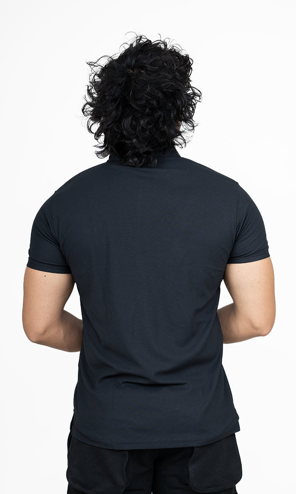Pique Polo T-Shirt by Athflex in Stud Black - Premium Gym Wear in India