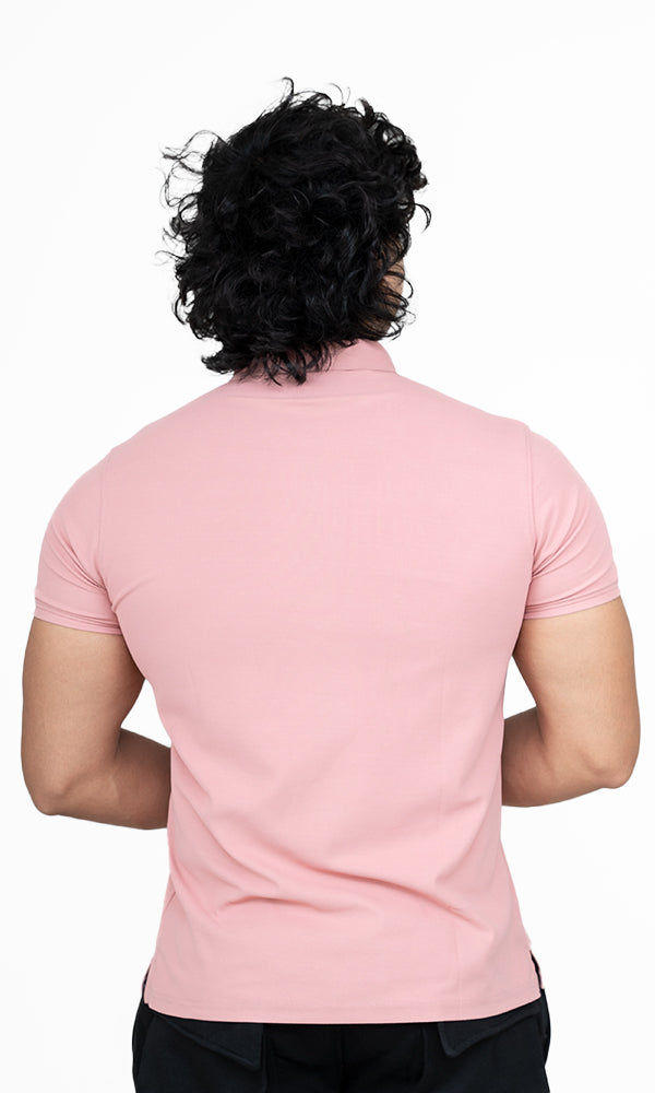 Pique Polo T-Shirt by Athflex in Salmon Pink - Premium Gym Wear in India