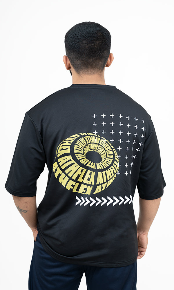 Spheroid Oversized T-Shirt in Jet Black by Athflex - Gym T-Shirts Online