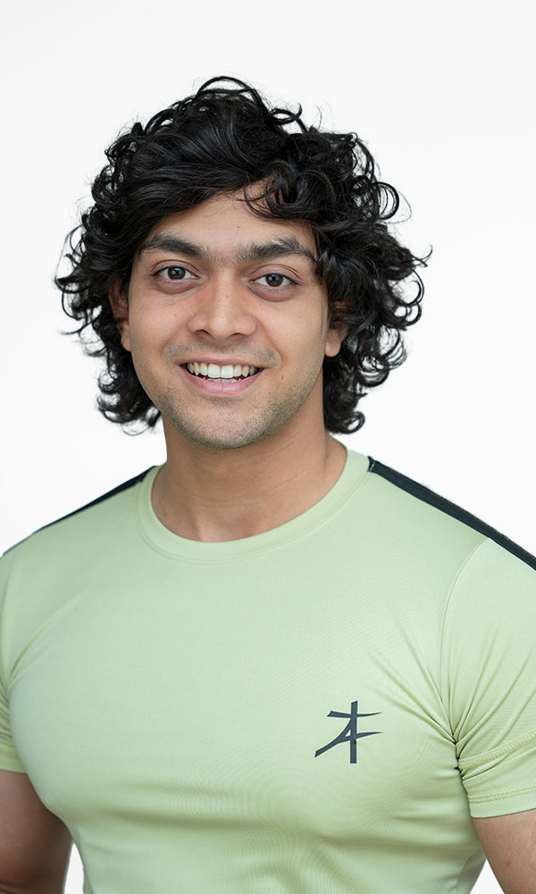 Side Strip Crew Neckline T-Shirt by Athflex in Pista Green - Men's Gym Wear in India