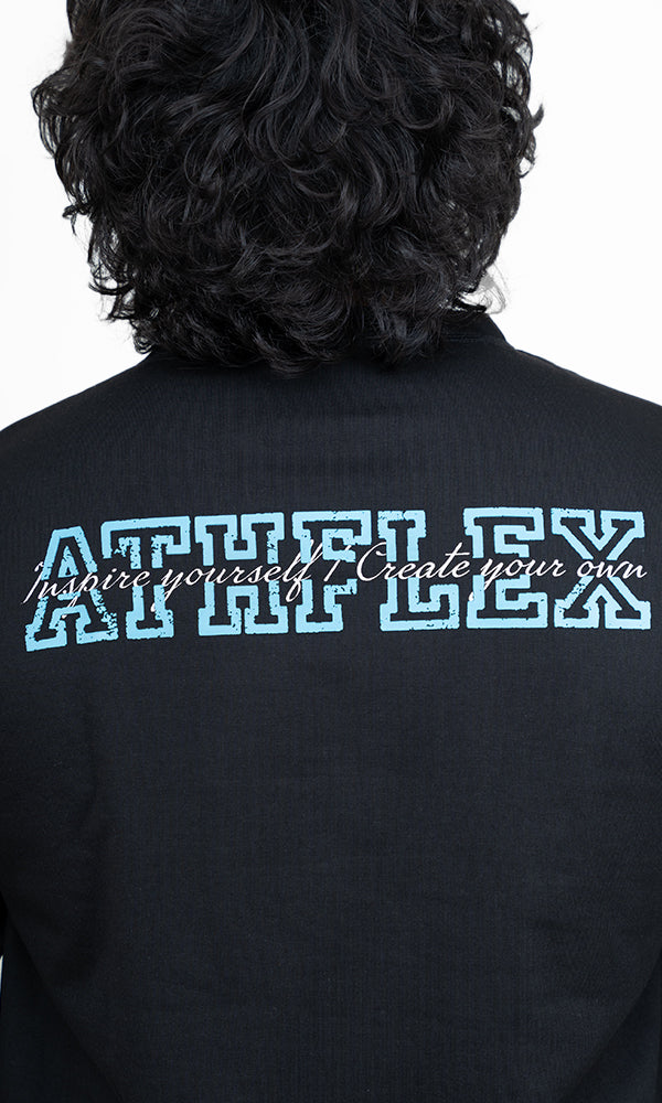 The Raw Edit Full Sleeve Oversize T-Shirt in Phantom Black by Athflex - Perfect Gym Wear