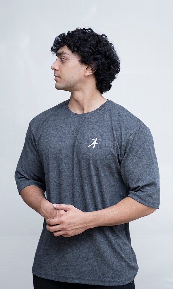 Athflex Flex Oversize T-Shirt in Lead Grey - Best Gym Wear In India