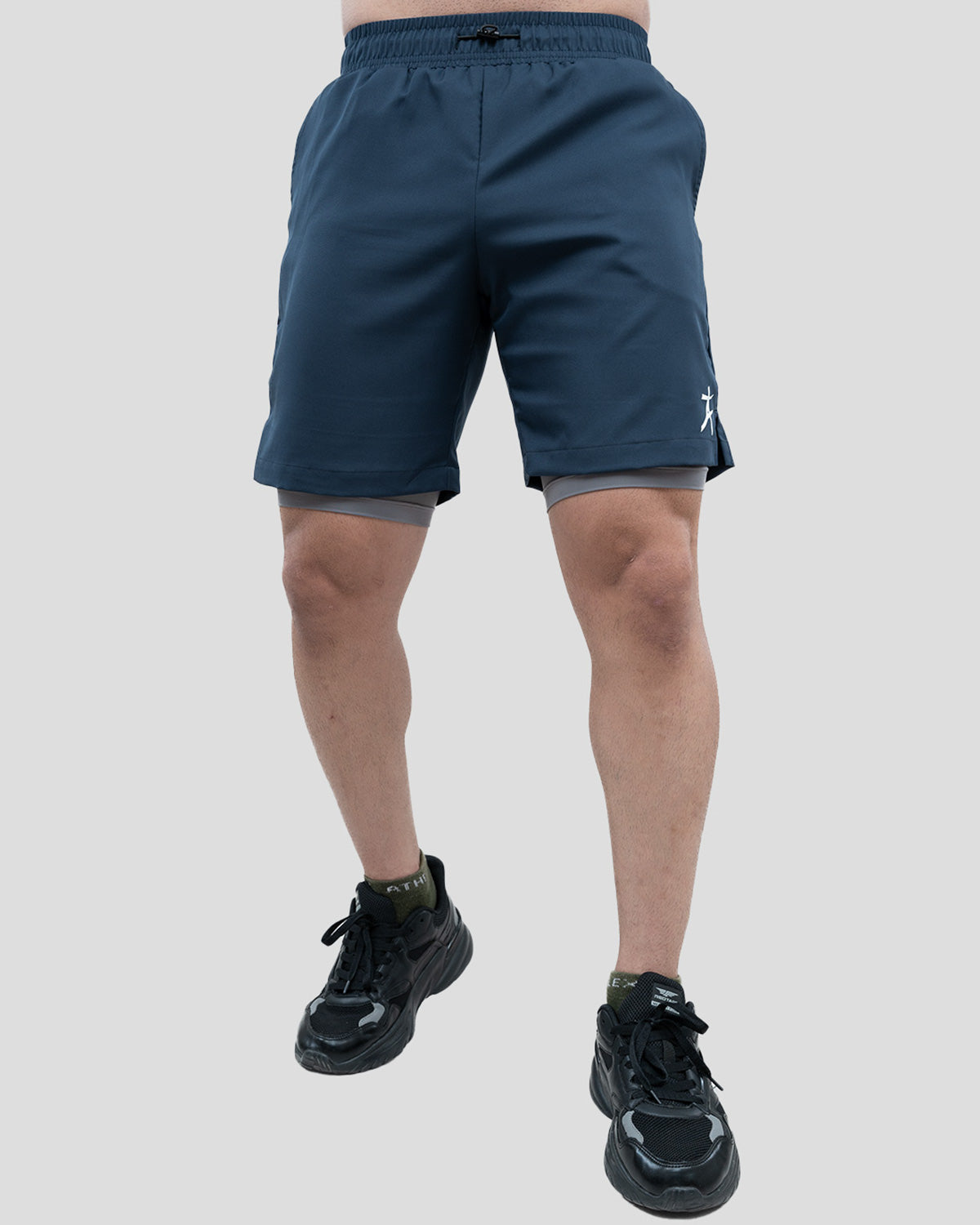 Lifting 2 in 1 Shorts (Navy Blue/Grey)