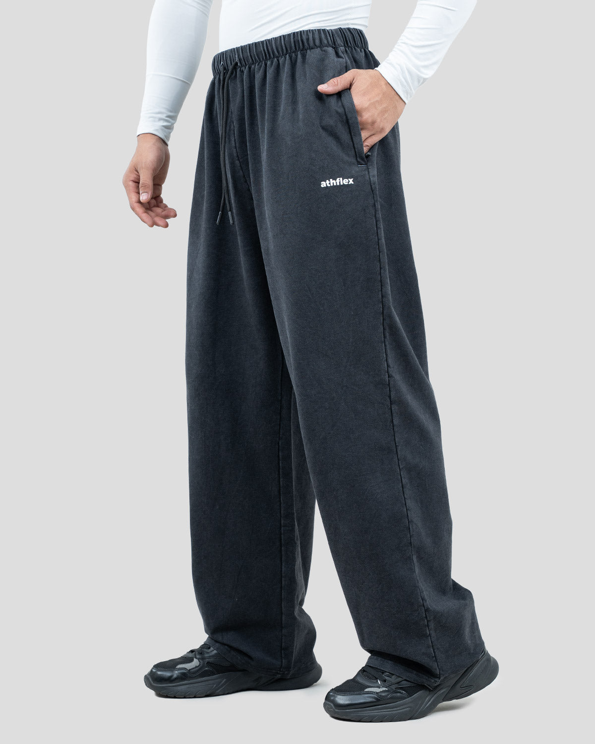 Acid wash baggy pants
