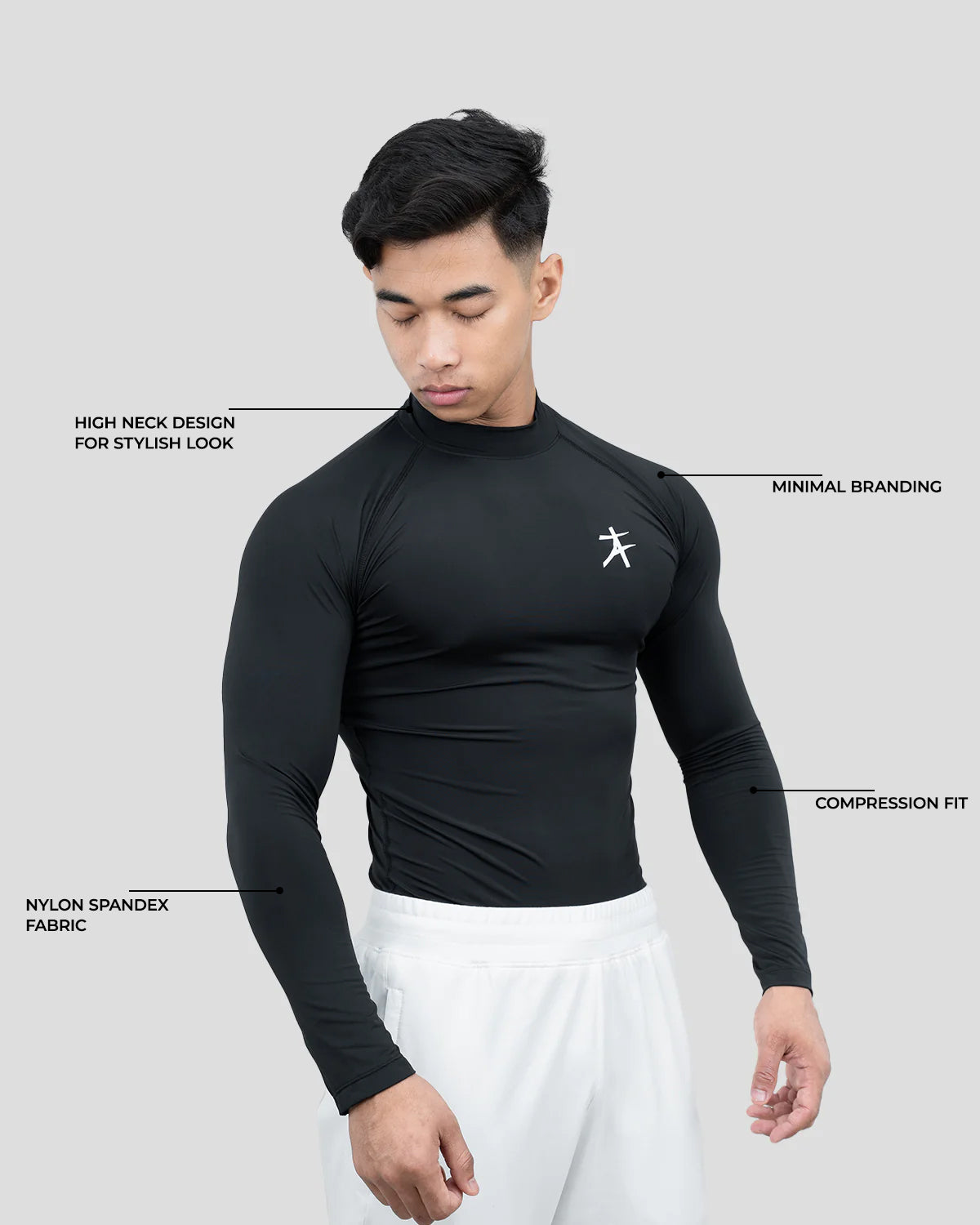 Hustle High Neck Full Sleeve Compression T-shirt
