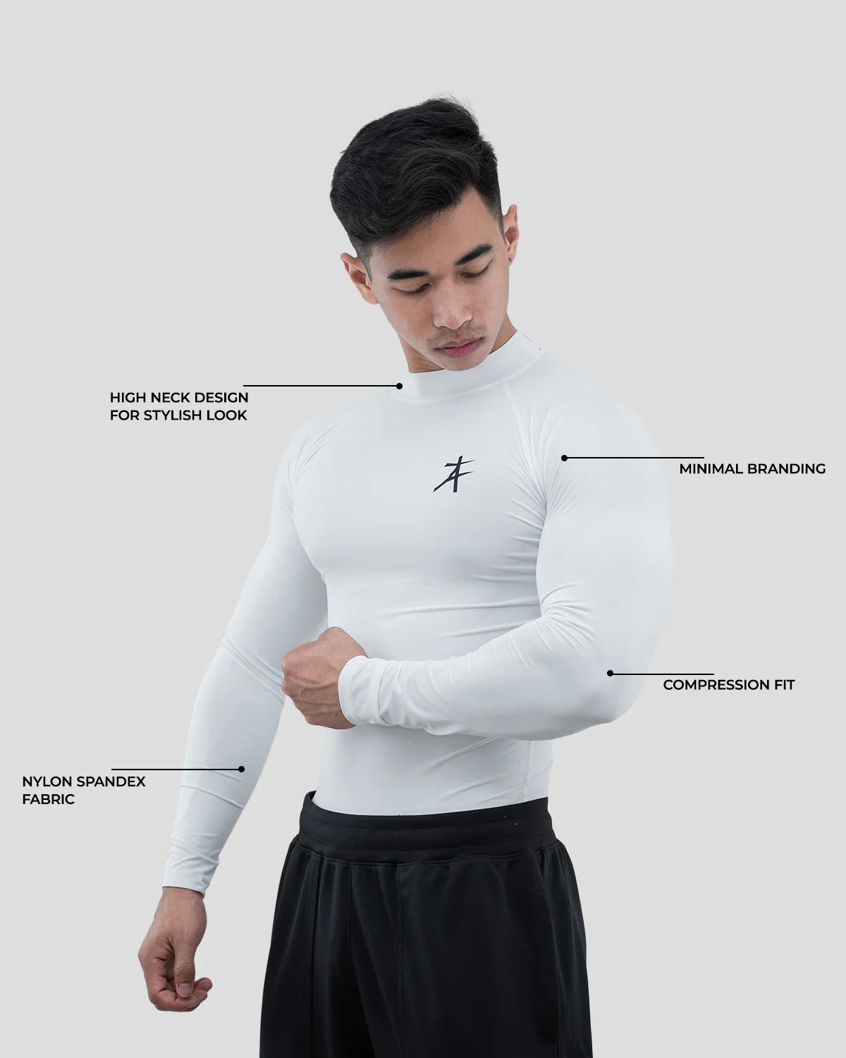 Hustle High Neck Full Sleeve Compression T-shirt