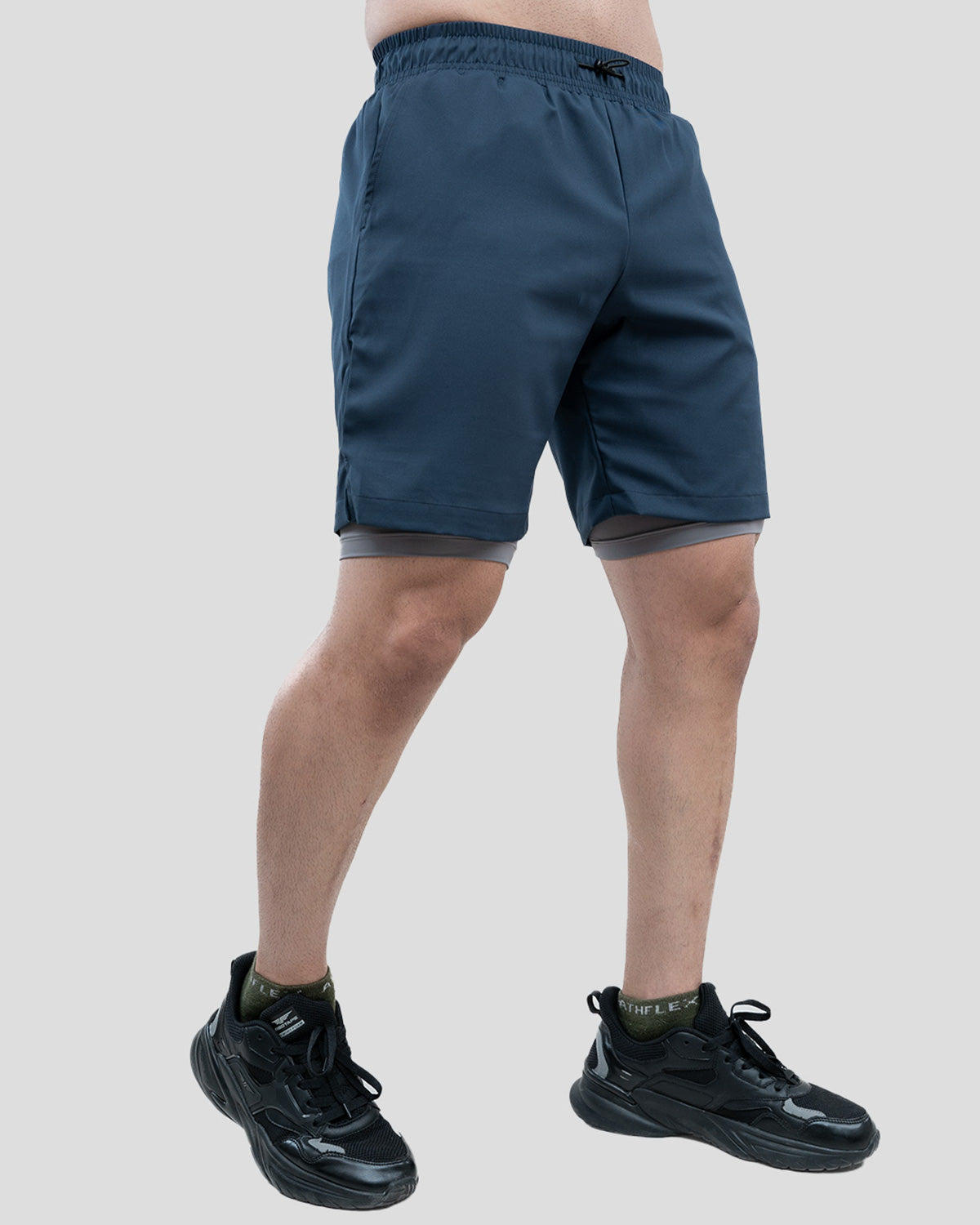 Lifting 2 in 1 Shorts (Navy Blue/Grey)
