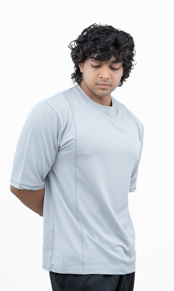Athflex The Vertical Flex Oversized T-Shirt Light Grey - Buy Gym Wear Online