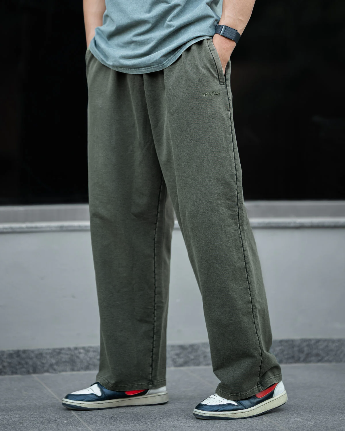 Acid wash baggy pants