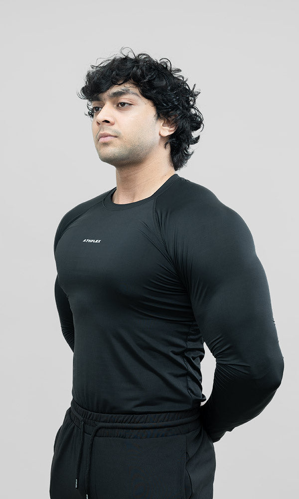 Athflex Ace Compression T-shirt for Men Full Sleeve in Black