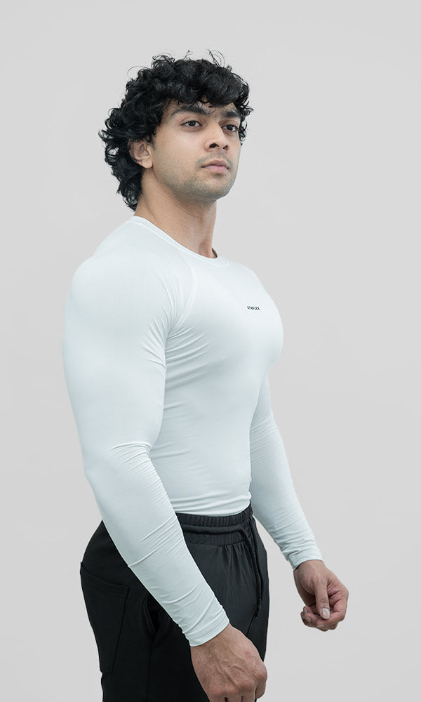 Athflex Ace Compression T-shirt for Men Full Sleeve in White