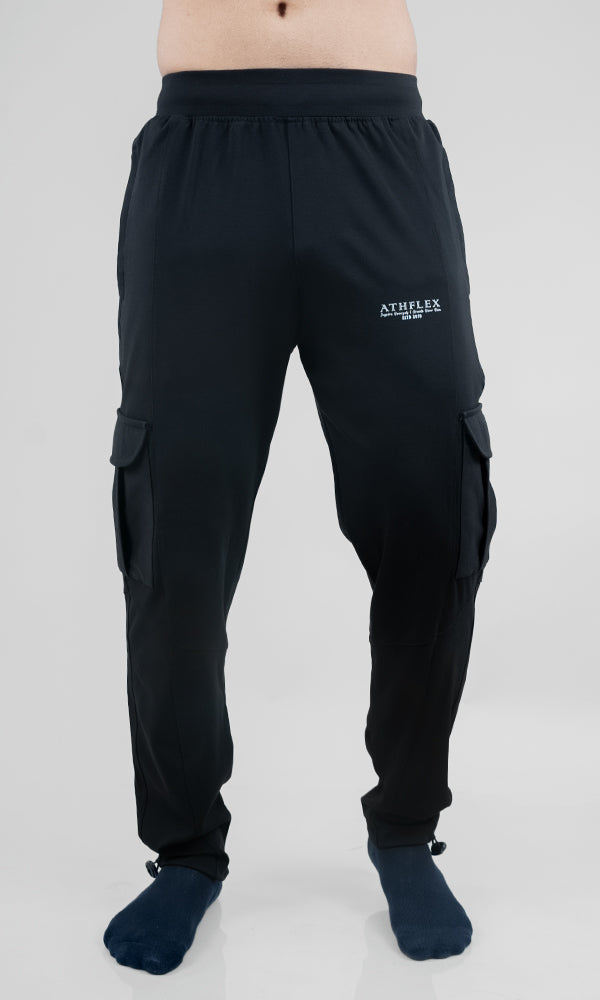 Black Legacy Cargo Pants by Athflex - Slim Fit Gym Cargo Pants