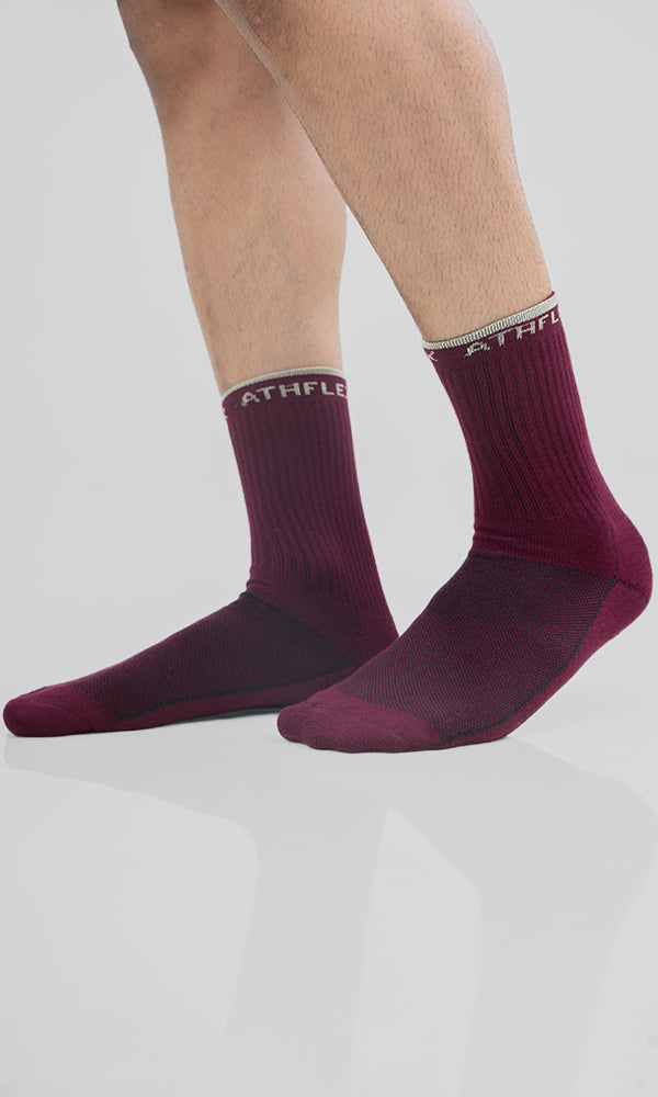 F'Crew Socks Mid Calf Length for Men by Athflex in Wine