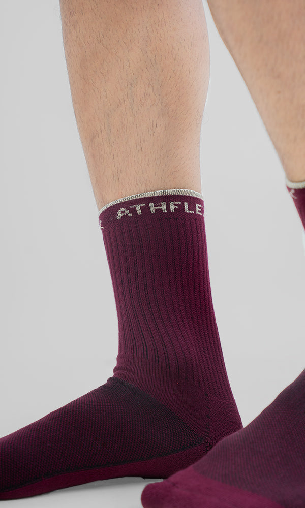 F'Crew Socks Mid Calf Length for Men by Athflex in Wine