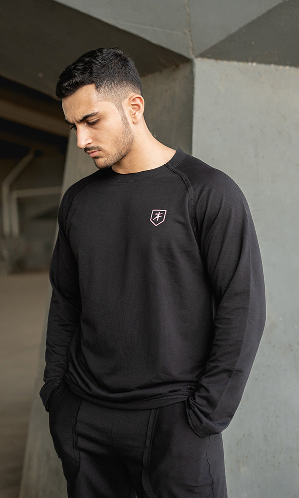 Full-Sleeve Raw T-shirt by Athflex in Black - Gym t-shirts for men
