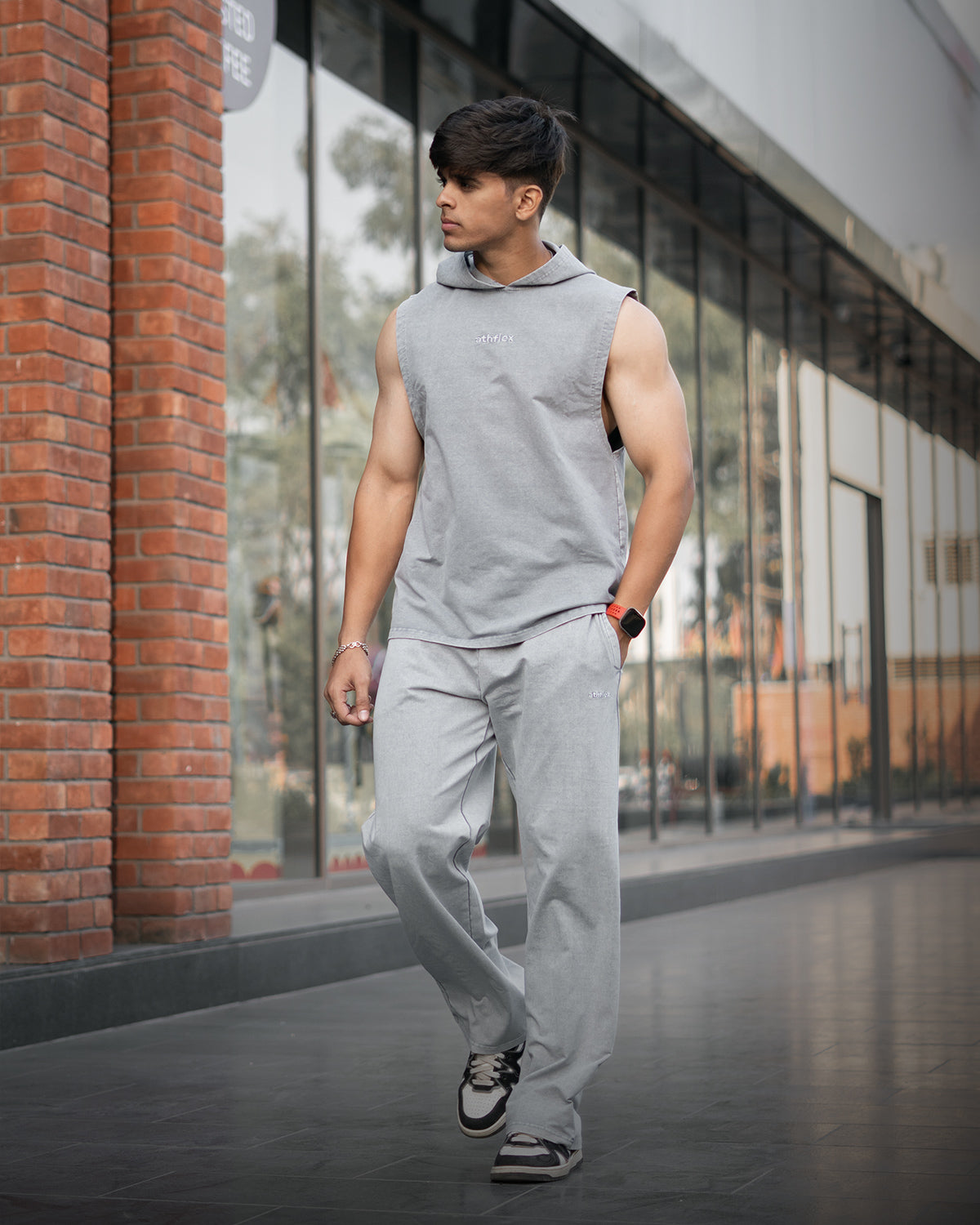 Acid Wash Sleeveless Hoodie